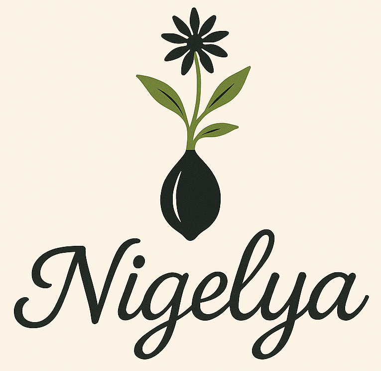 Logo de NIGELYA avec fleur stylisée